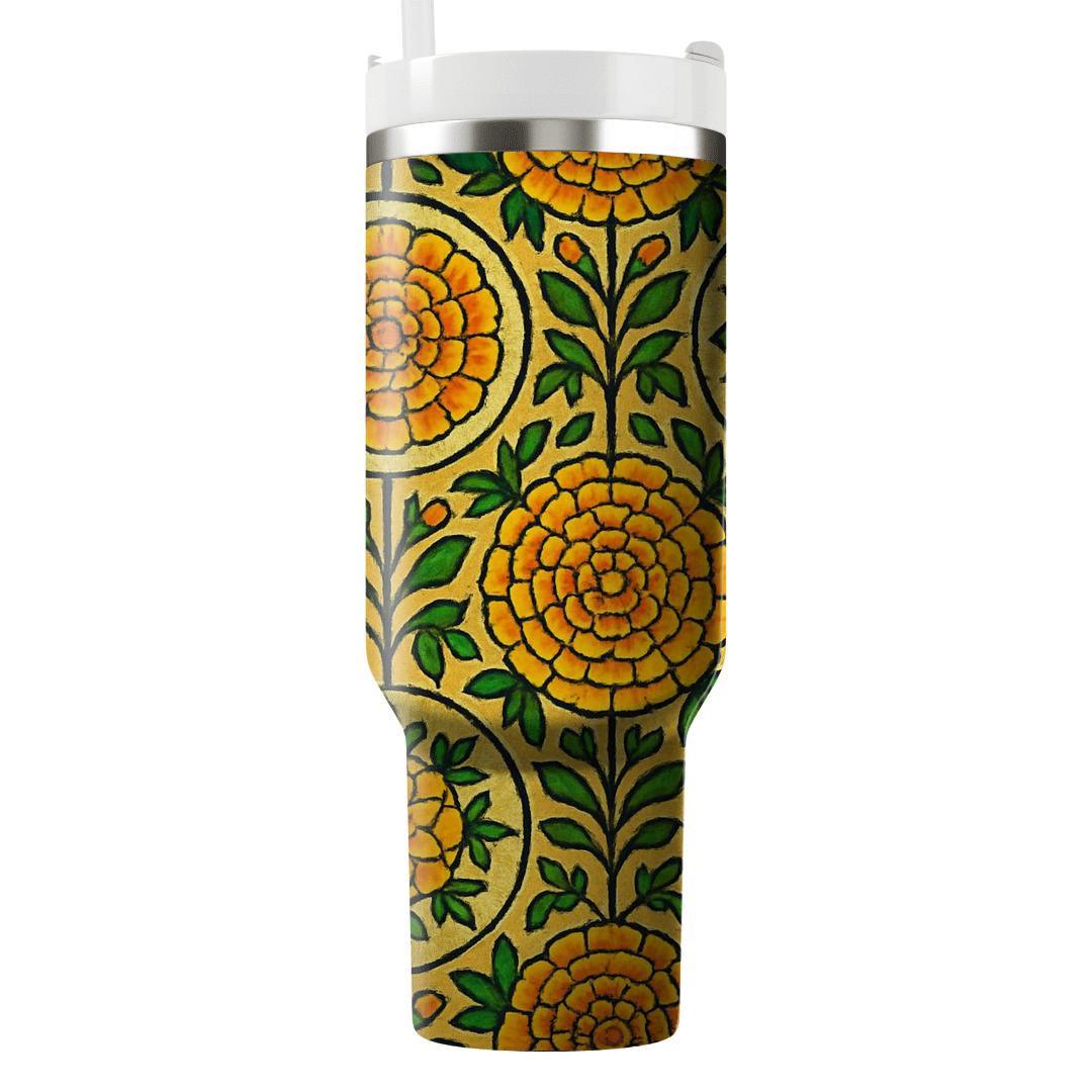 Golden Marigold Mosaic travel tumblers