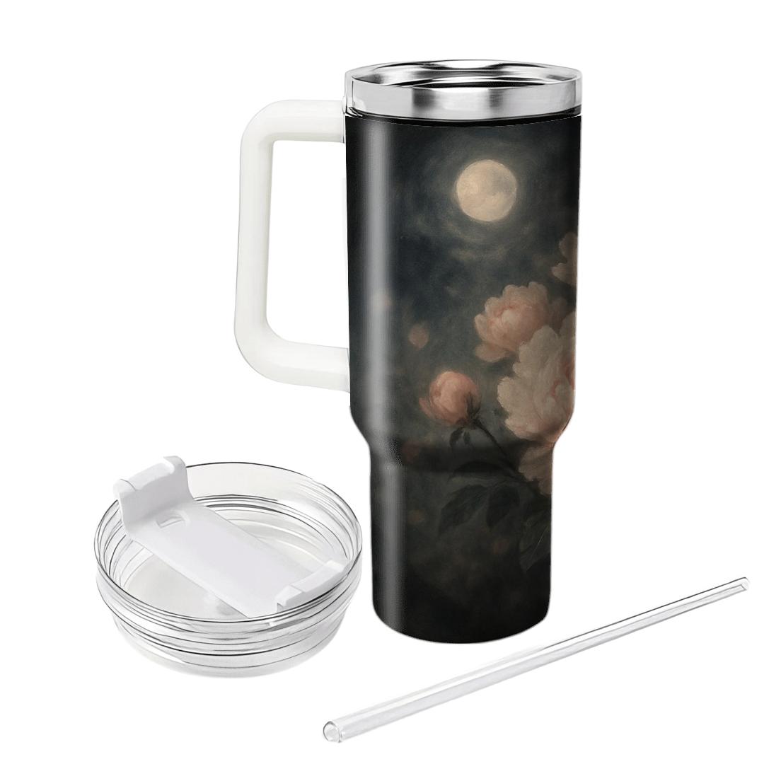 Moonlit Peony Serenade tumblers with lids