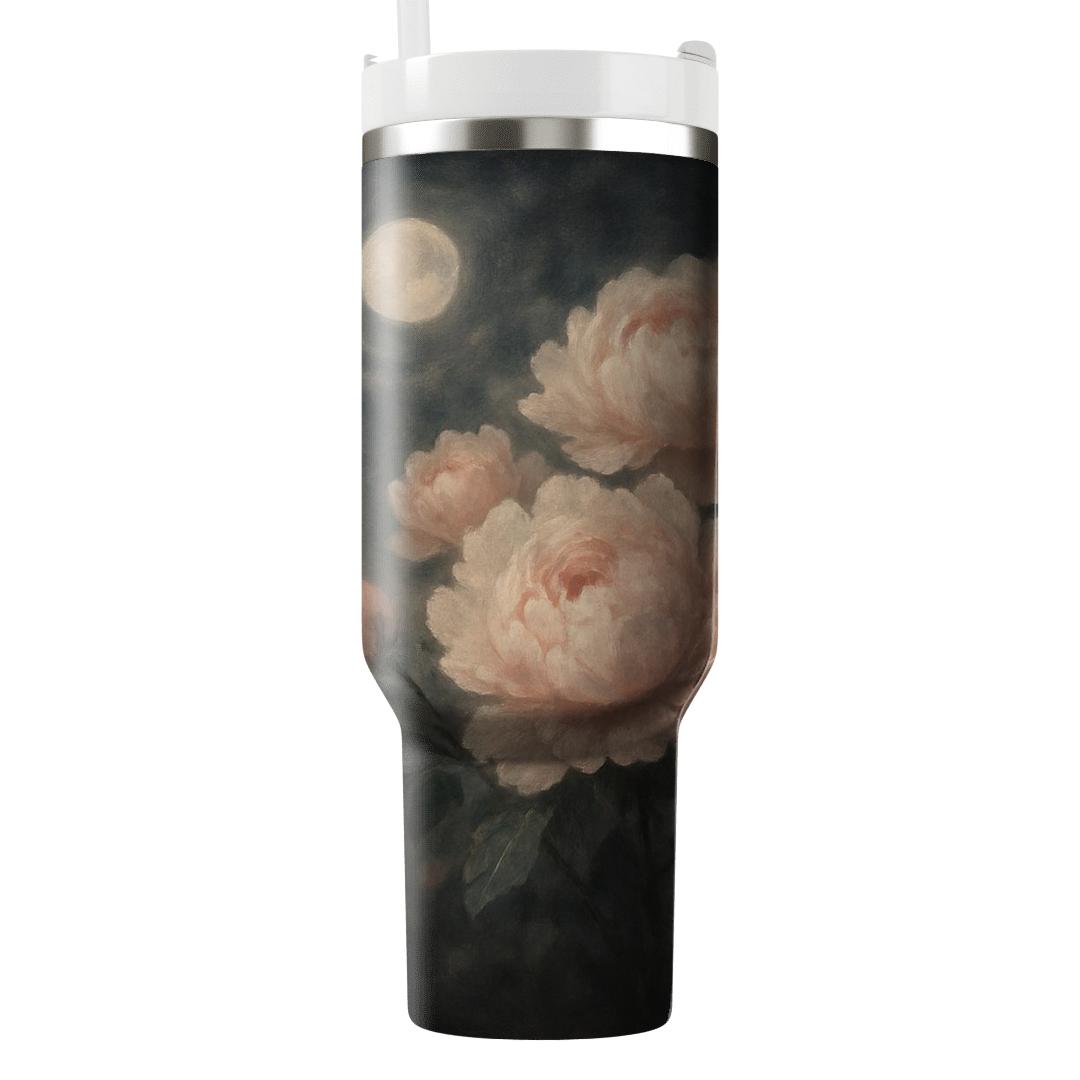 Moonlit Peony Serenade tumblers with lids