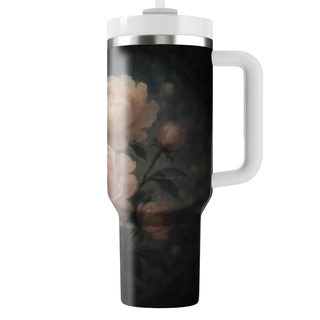 Moonlit Peony Serenade tumblers with lids