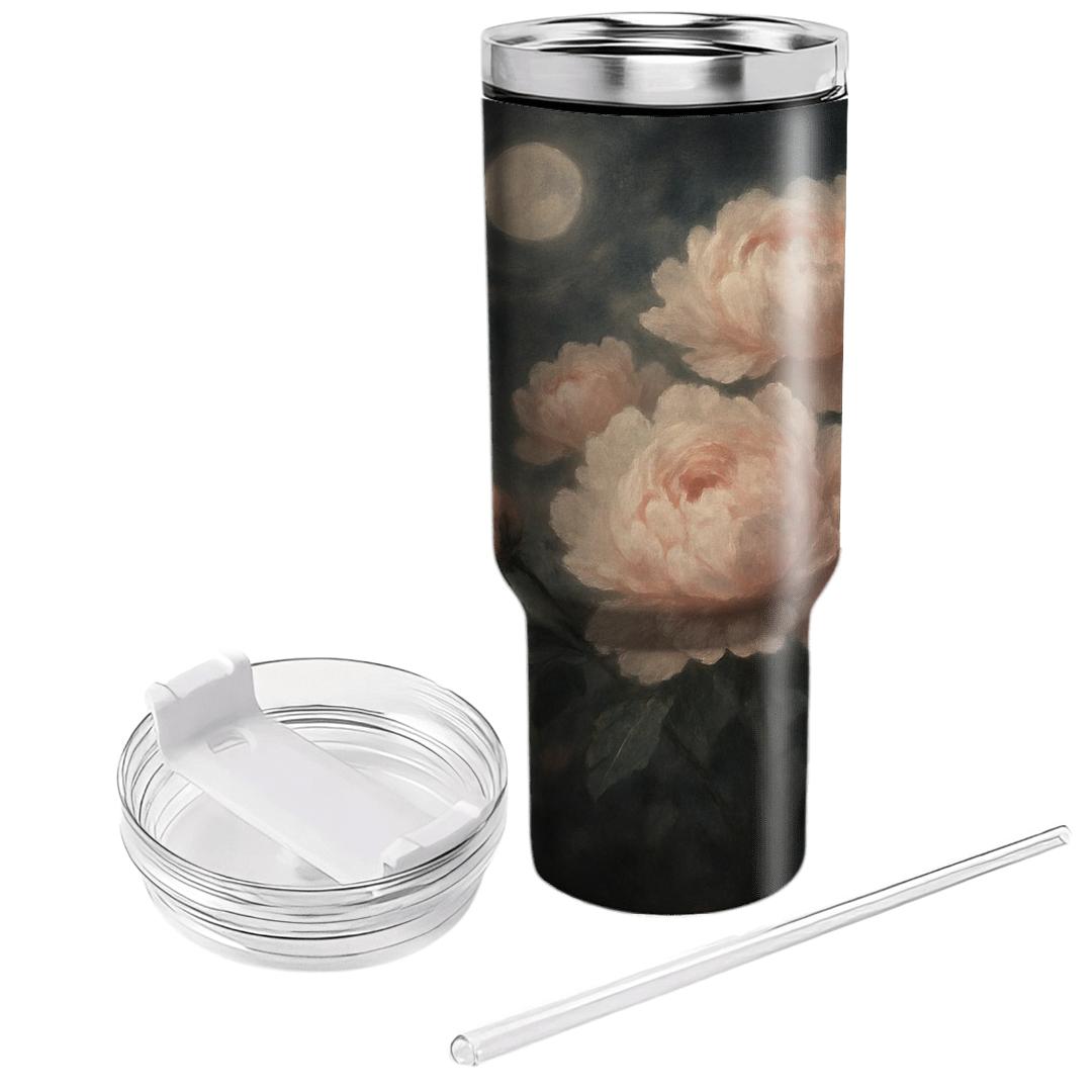 Moonlit Peony Serenade tumblers with lids