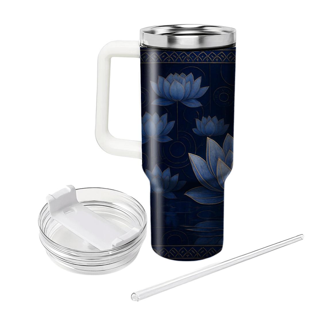 Midnight Lotus Mosaic tumbler cups