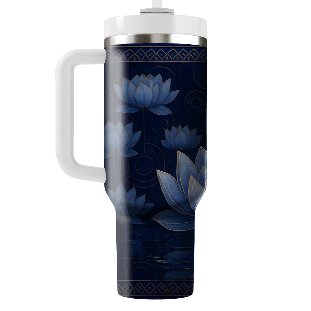 Midnight Lotus Mosaic tumbler cups