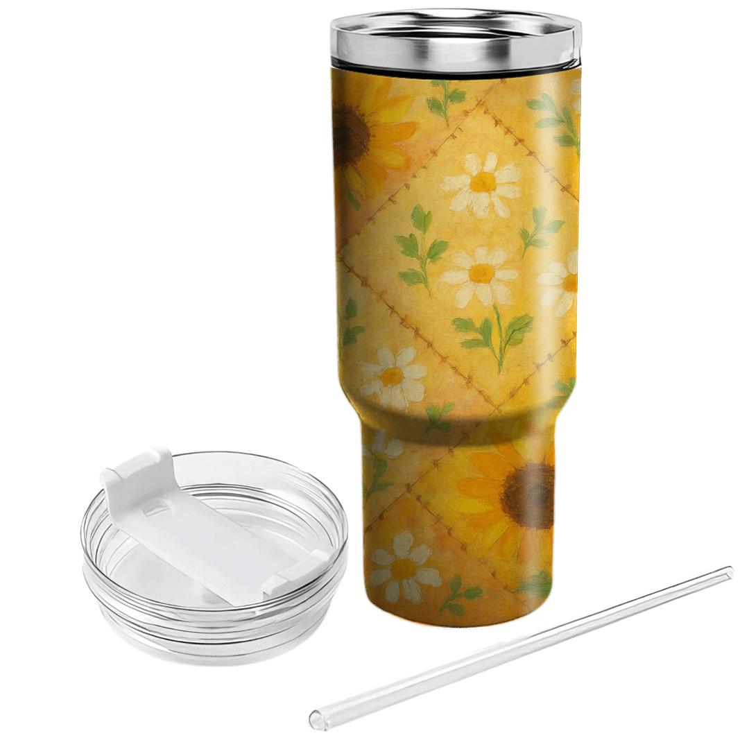 Sunrise Meadow Patchwork tumblers with lids