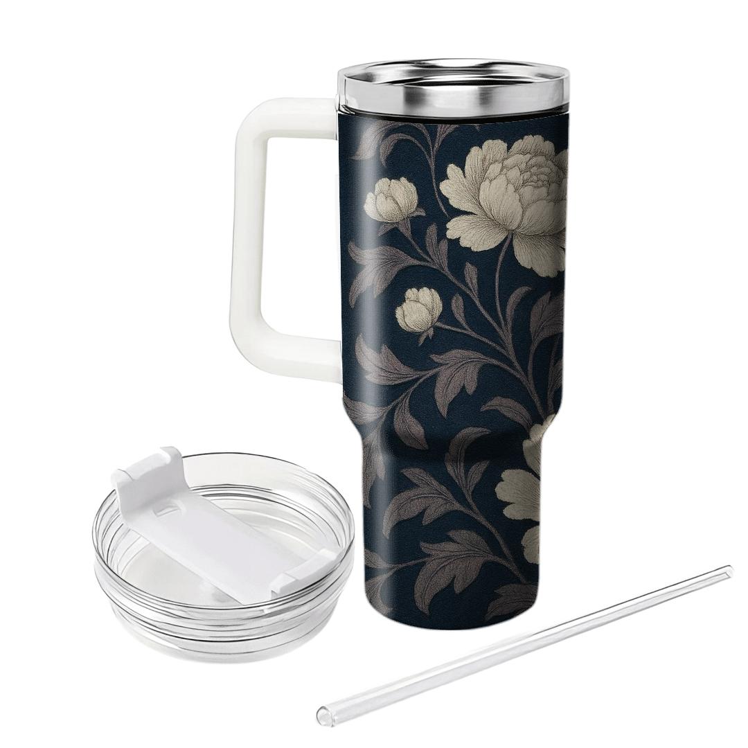 Moonlit Peony Tapestry travel tumblers