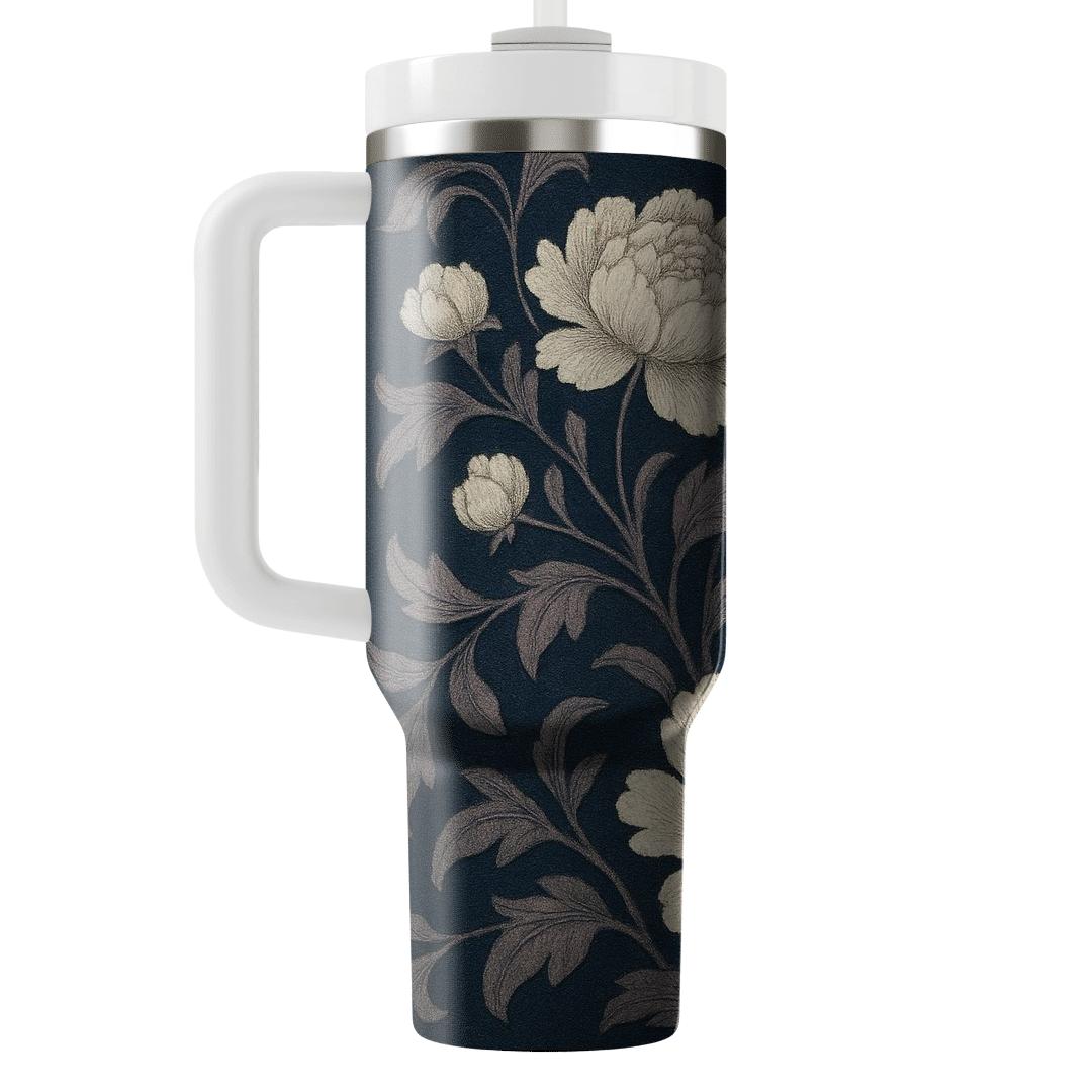 Moonlit Peony Tapestry travel tumblers