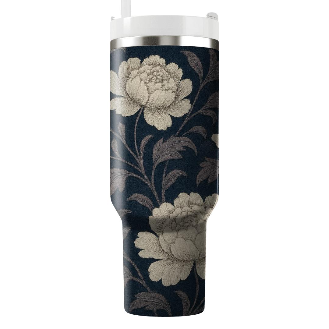 Moonlit Peony Tapestry travel tumblers