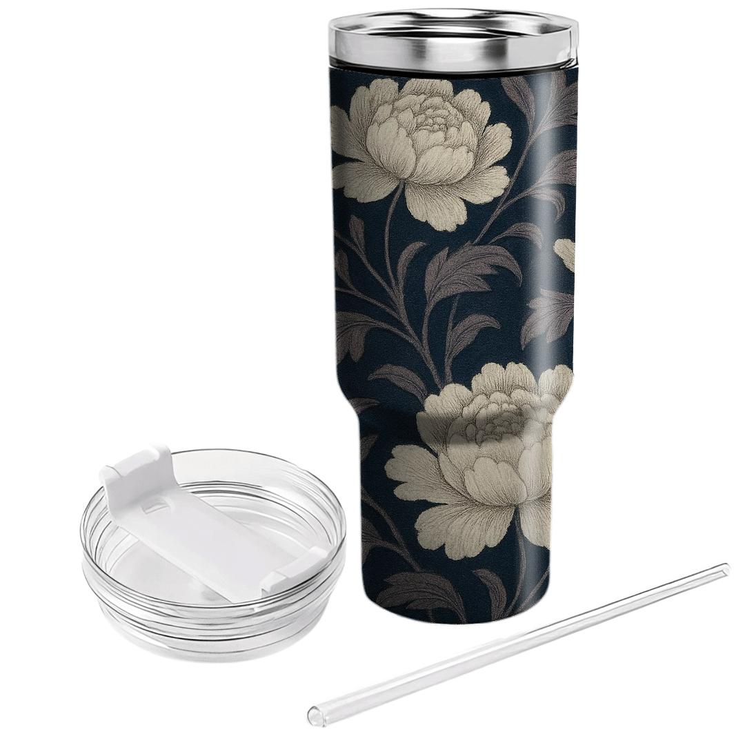 Moonlit Peony Tapestry travel tumblers