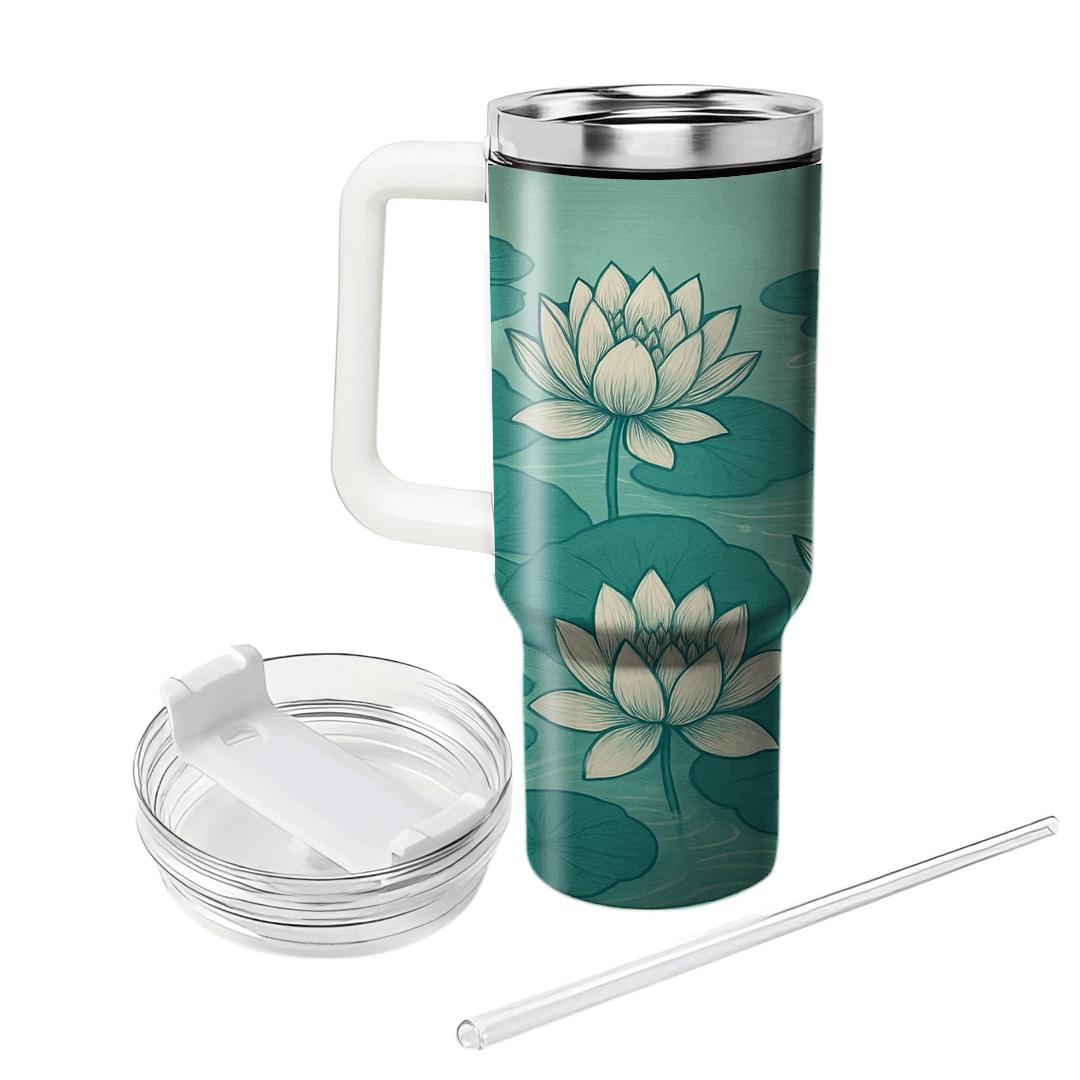 Verdant Lotus Stream travel tumblers