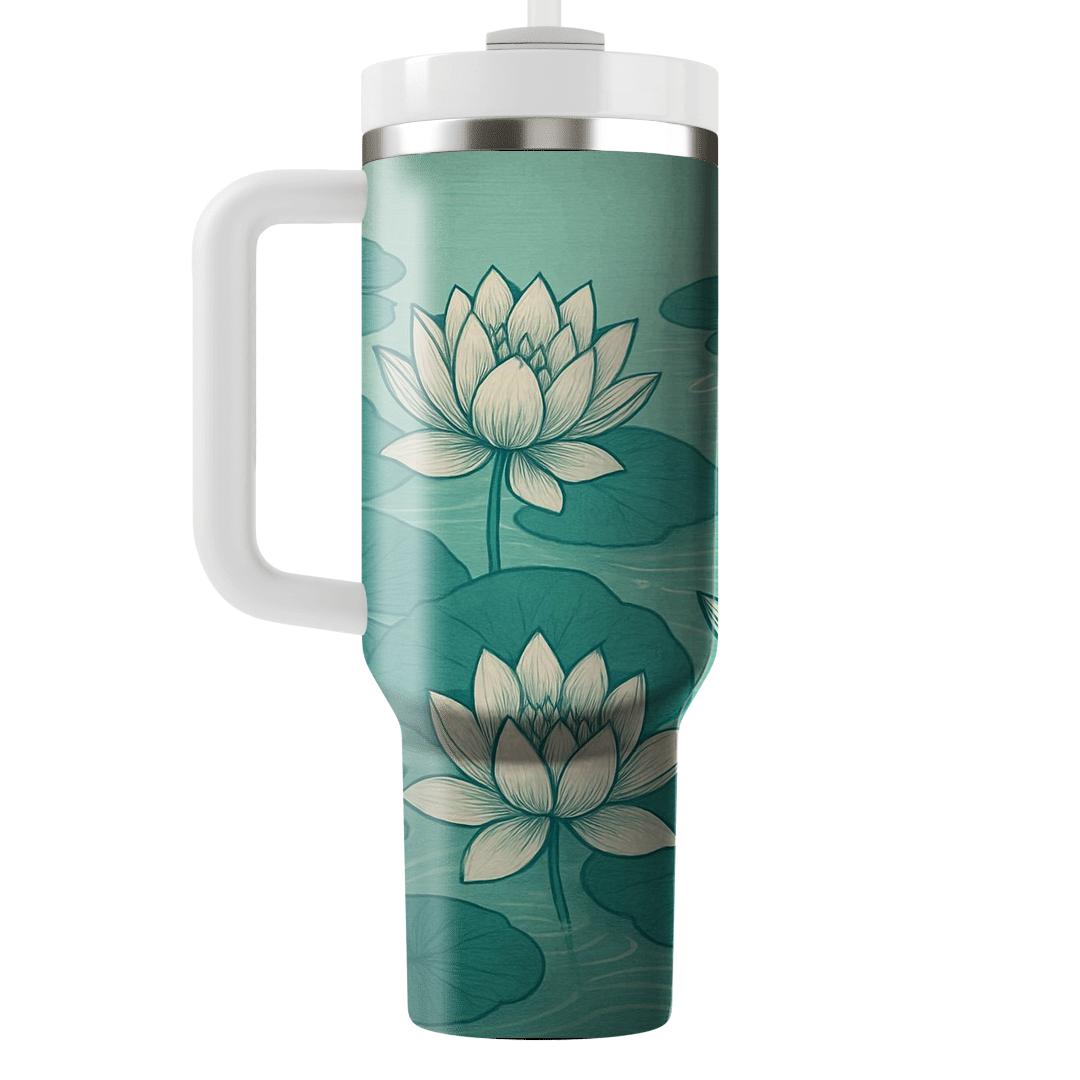 Verdant Lotus Stream travel tumblers