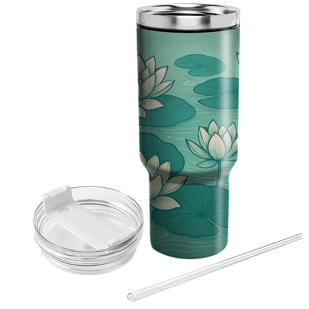 Verdant Lotus Stream travel tumblers