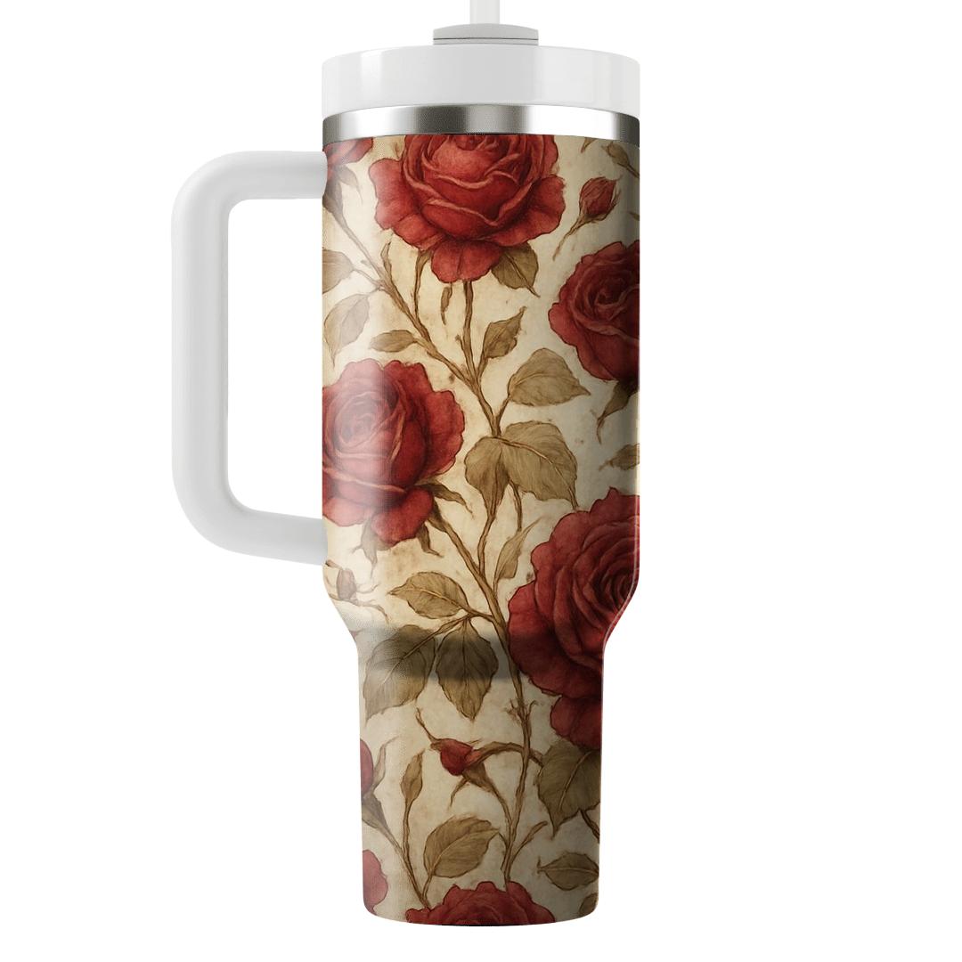 Crimson Vintage Roses custom tumblers