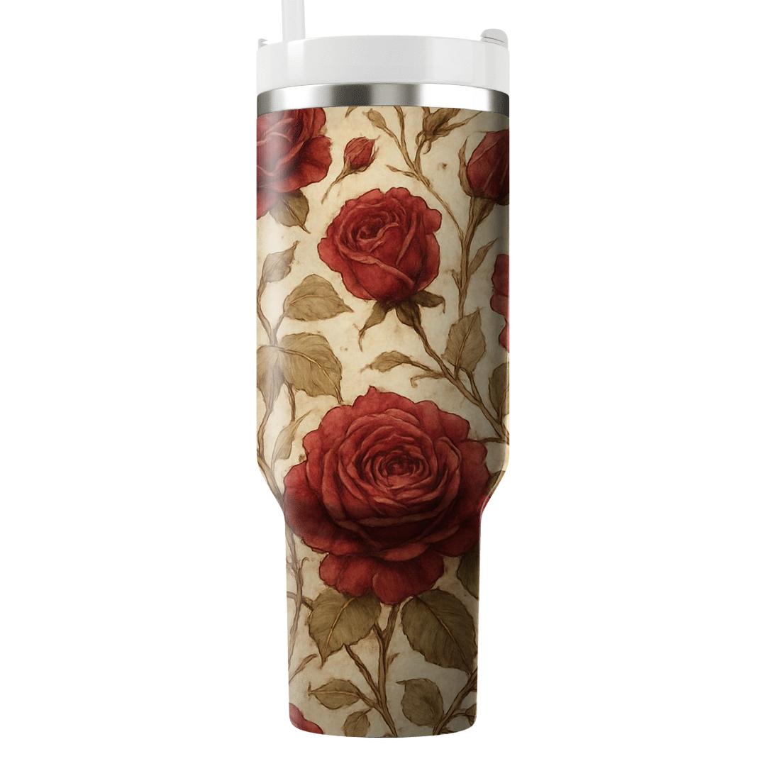 Crimson Vintage Roses custom tumblers