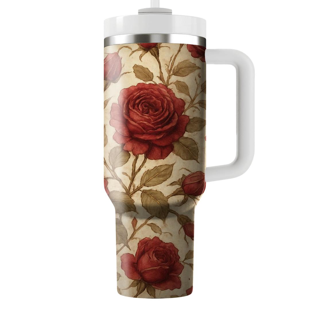 Crimson Vintage Roses custom tumblers