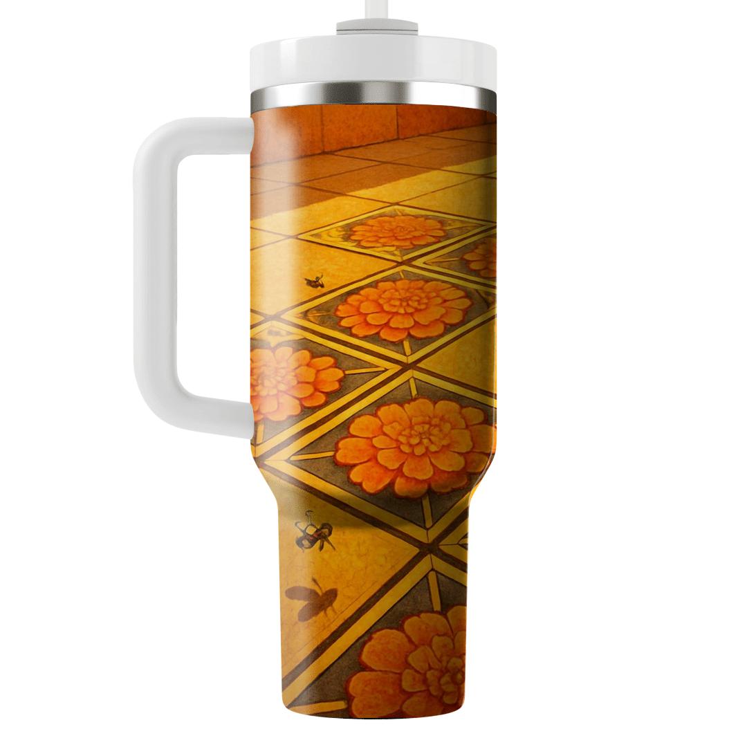 Solar Flare Marigold Mosaic insulated tumblers