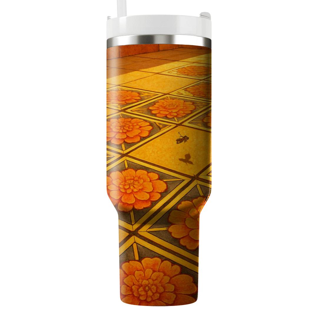 Solar Flare Marigold Mosaic insulated tumblers