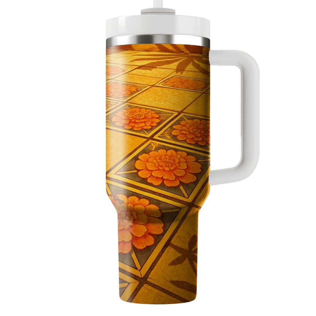 Solar Flare Marigold Mosaic insulated tumblers