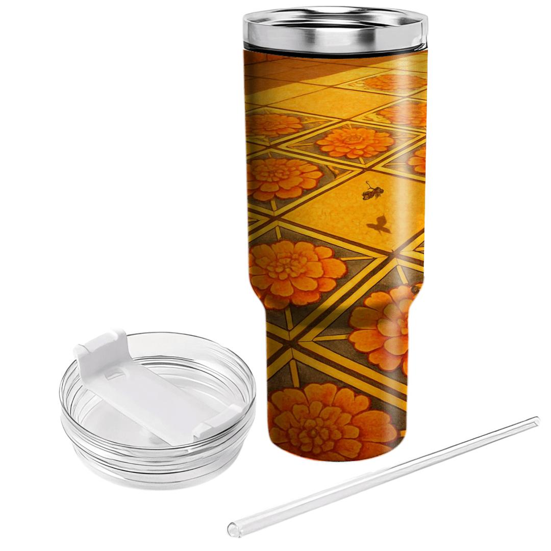 Solar Flare Marigold Mosaic insulated tumblers