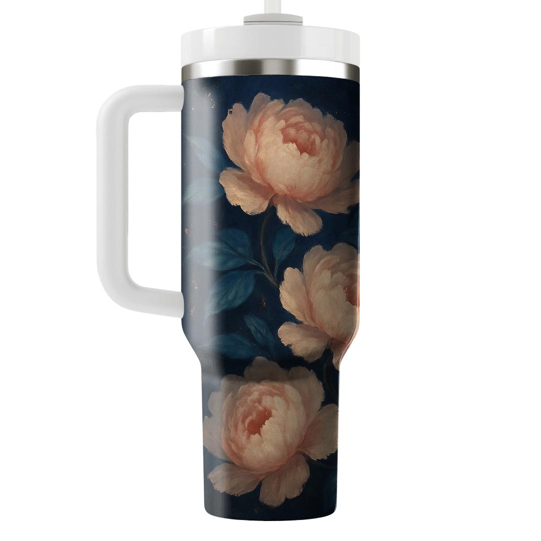 Midnight Peony Cascade personalized tumblers