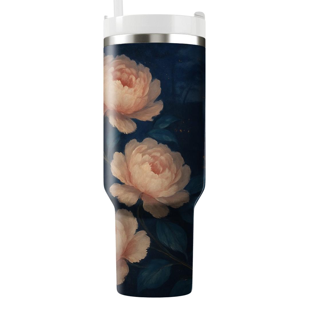 Midnight Peony Cascade personalized tumblers