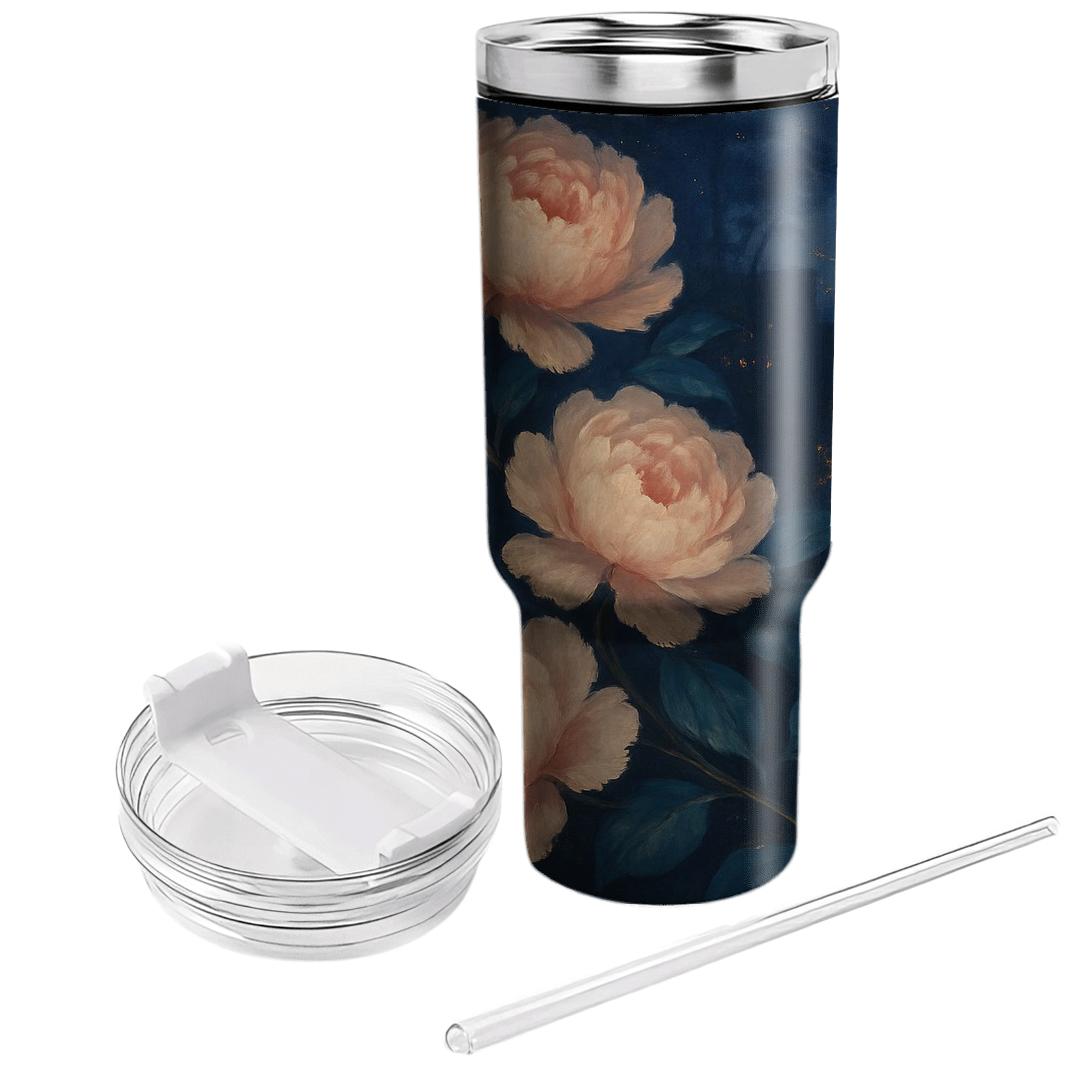 Midnight Peony Cascade personalized tumblers