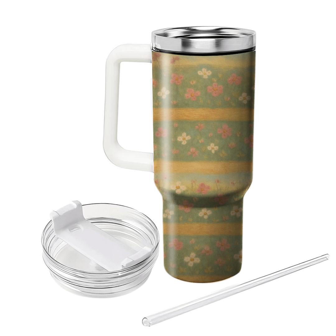 Vintage Meadow Stripe tumbler cups