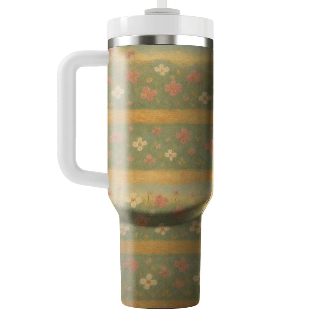 Vintage Meadow Stripe tumbler cups