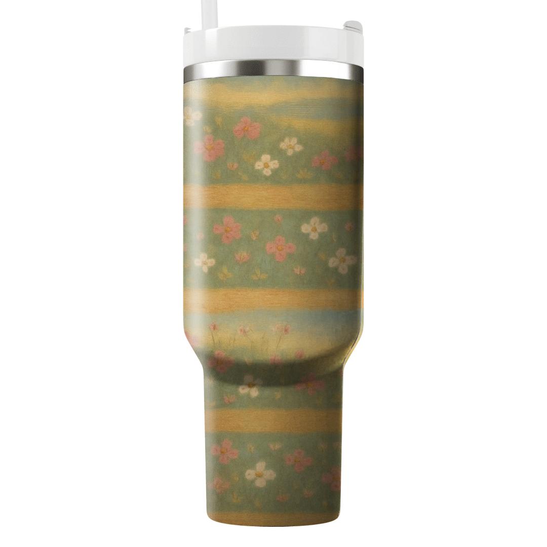 Vintage Meadow Stripe tumbler cups