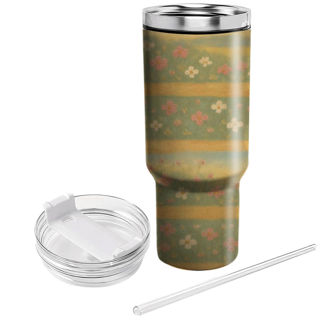 Vintage Meadow Stripe tumbler cups