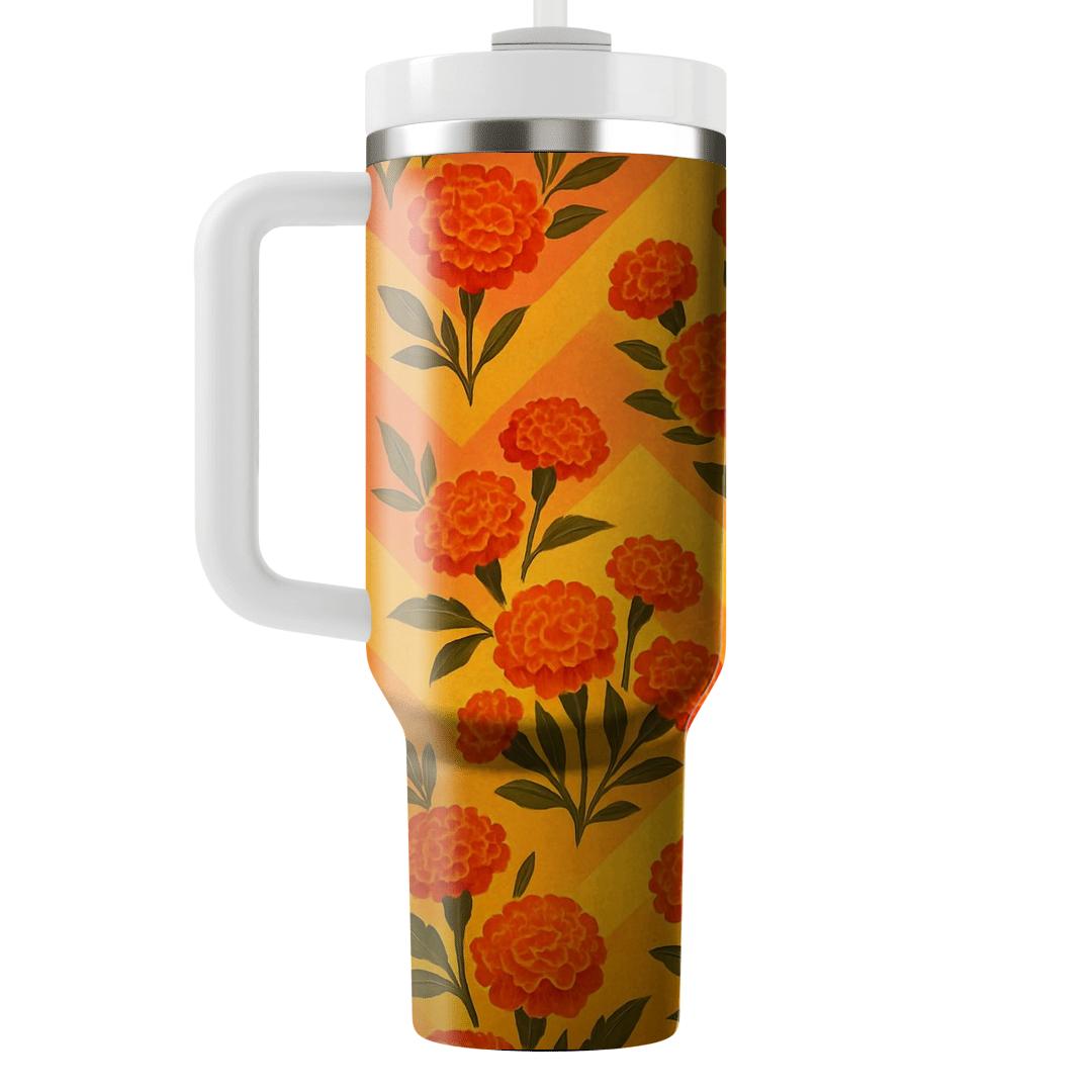Sunrise Marigold Chevron insulated tumblers