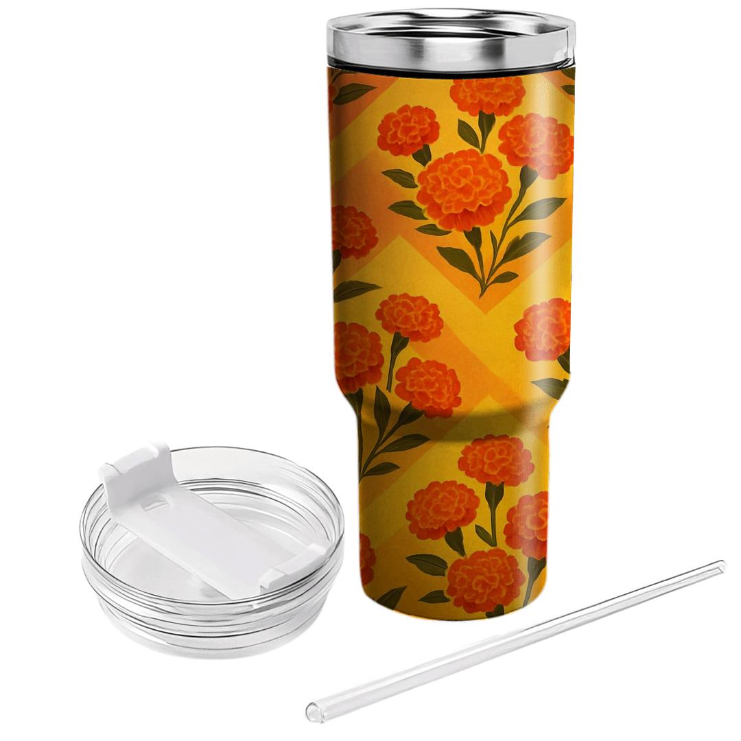 Sunrise Marigold Chevron insulated tumblers