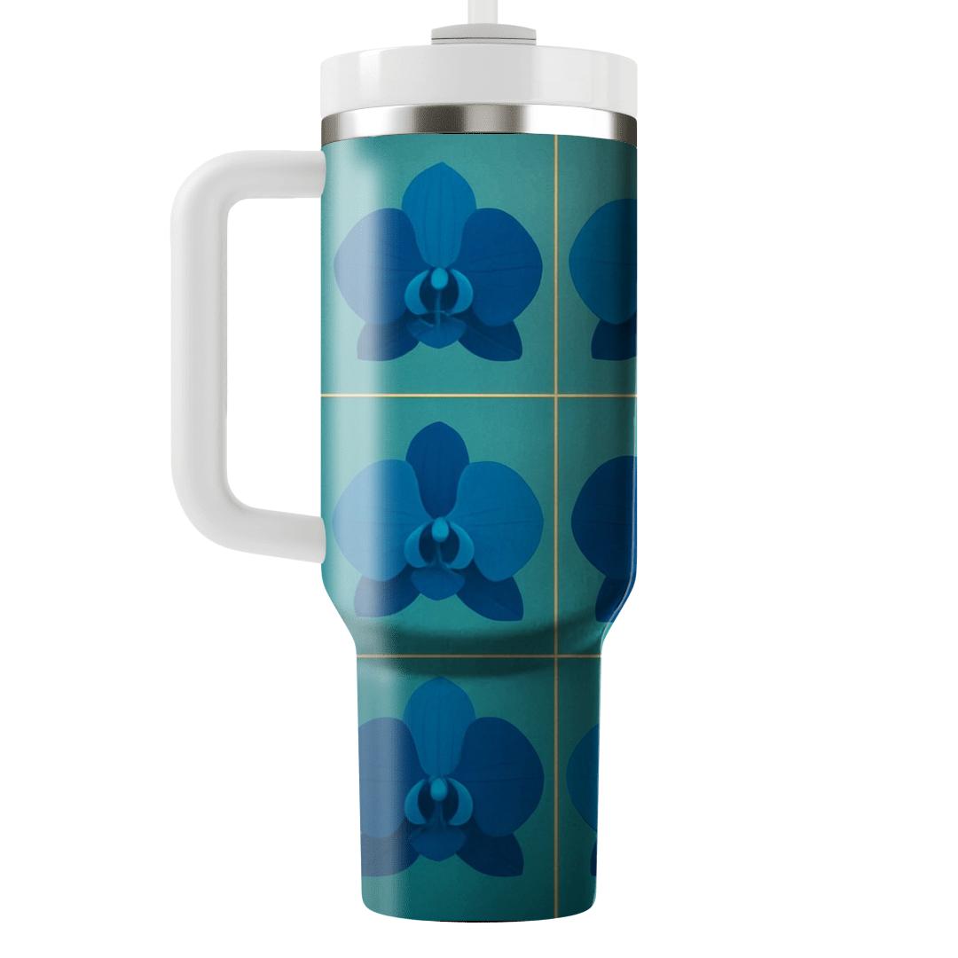 Cerulean Orchid Geometry custom tumblers