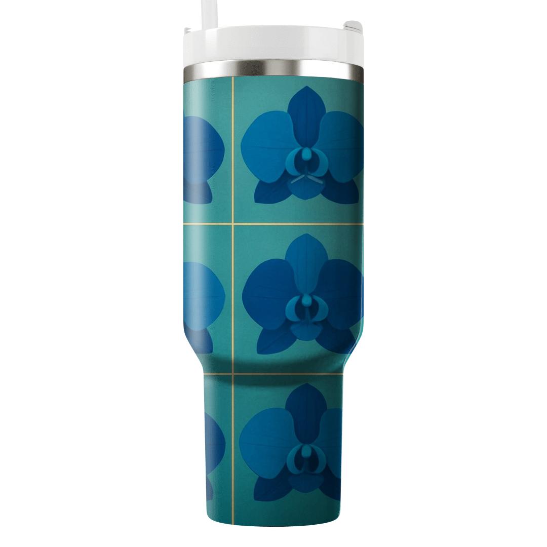 Cerulean Orchid Geometry custom tumblers