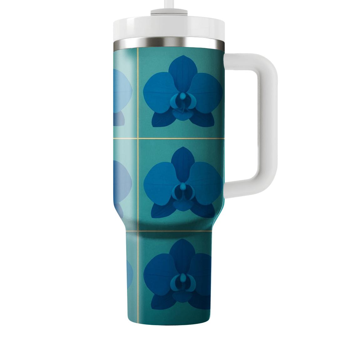 Cerulean Orchid Geometry custom tumblers