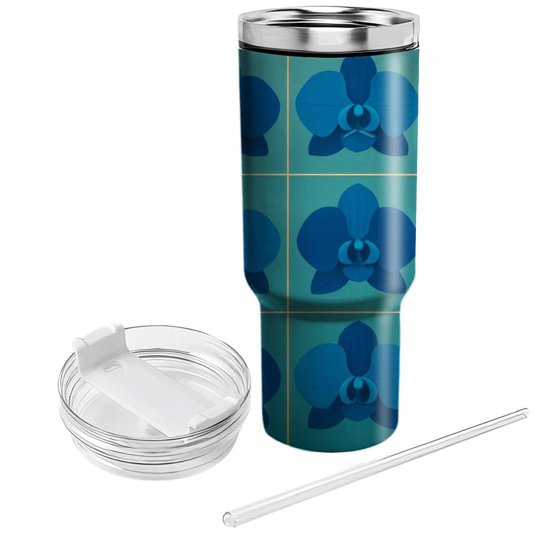 Cerulean Orchid Geometry custom tumblers