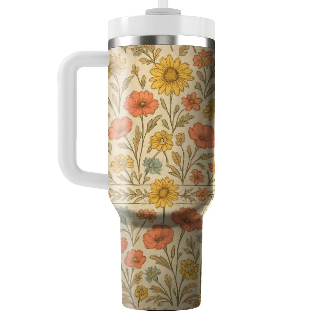 Vintage Meadow Scroll personalized tumblers
