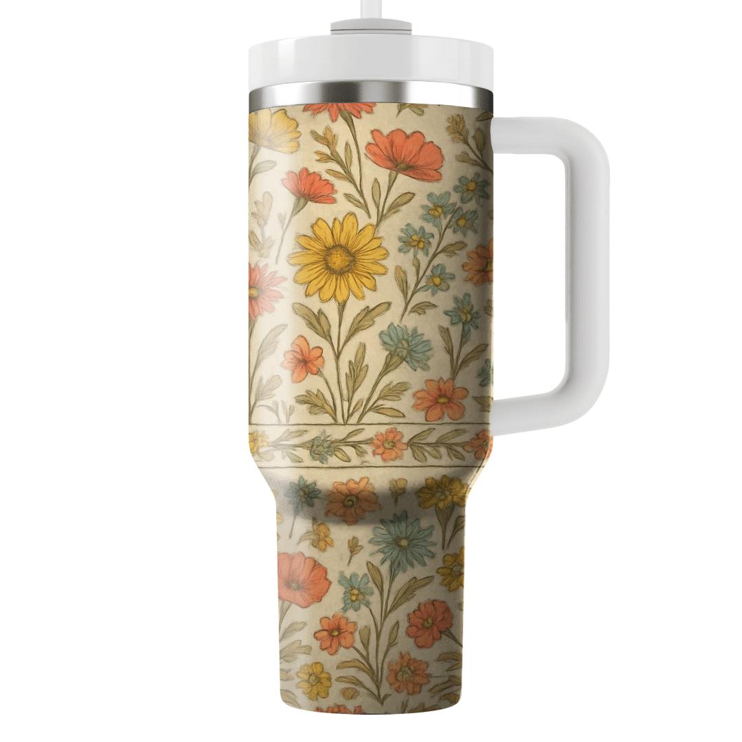 Vintage Meadow Scroll personalized tumblers