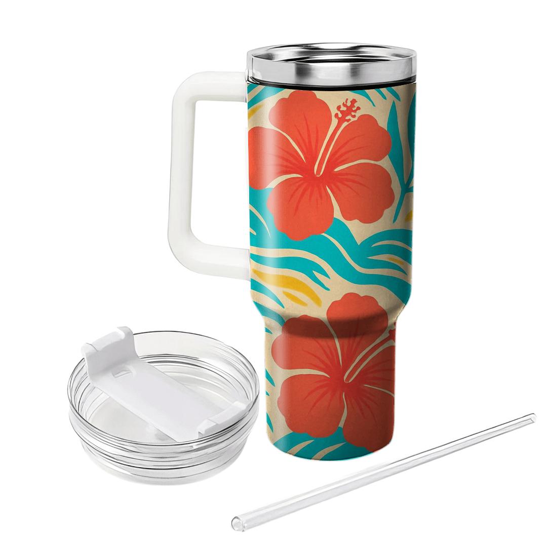 Coral Hibiscus Surf unique tumblers
