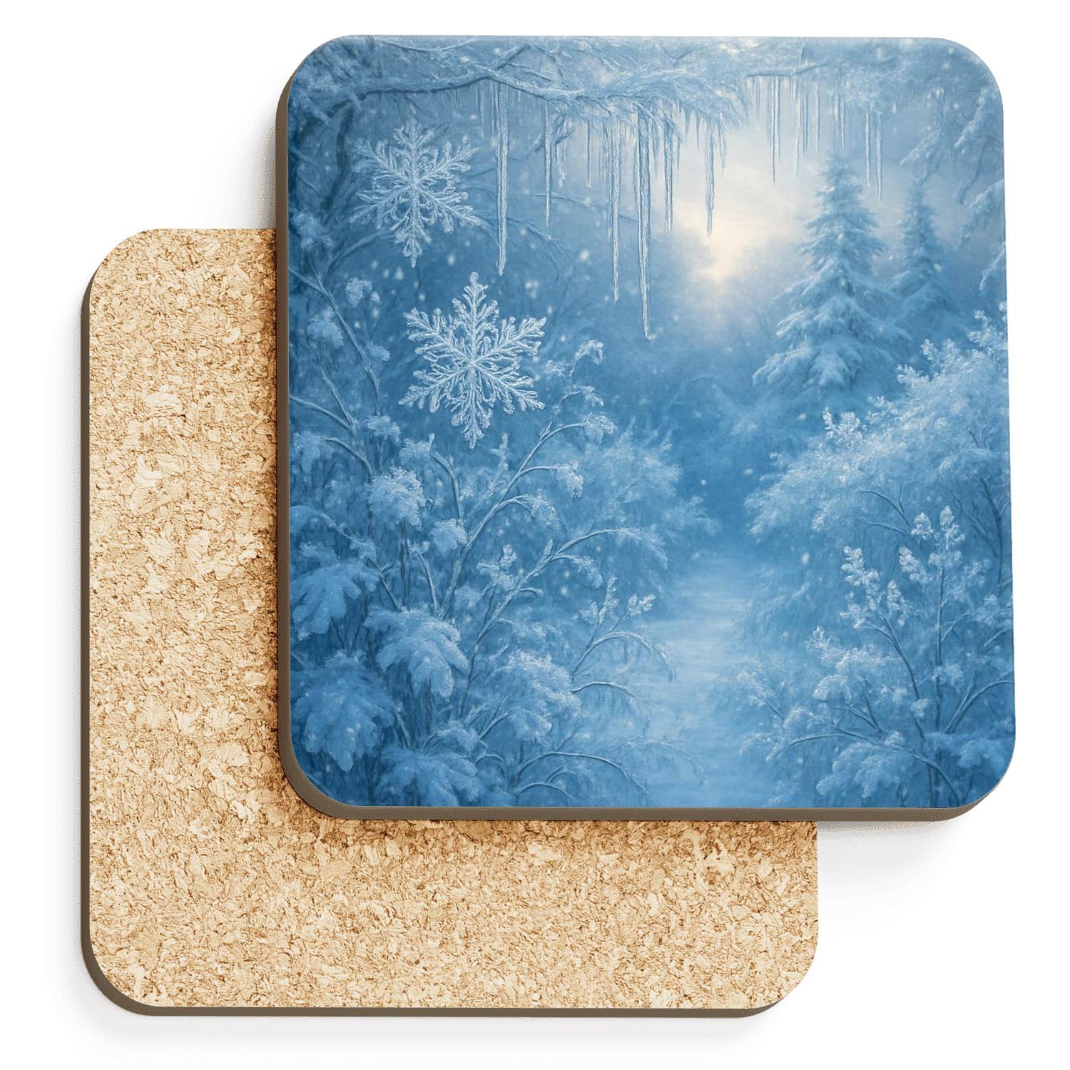 Frozen Crystal Gardens cork coaster sets