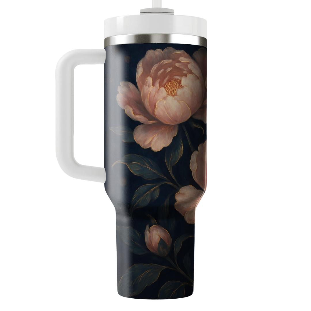 Midnight Peony Rhapsody personalized tumblers