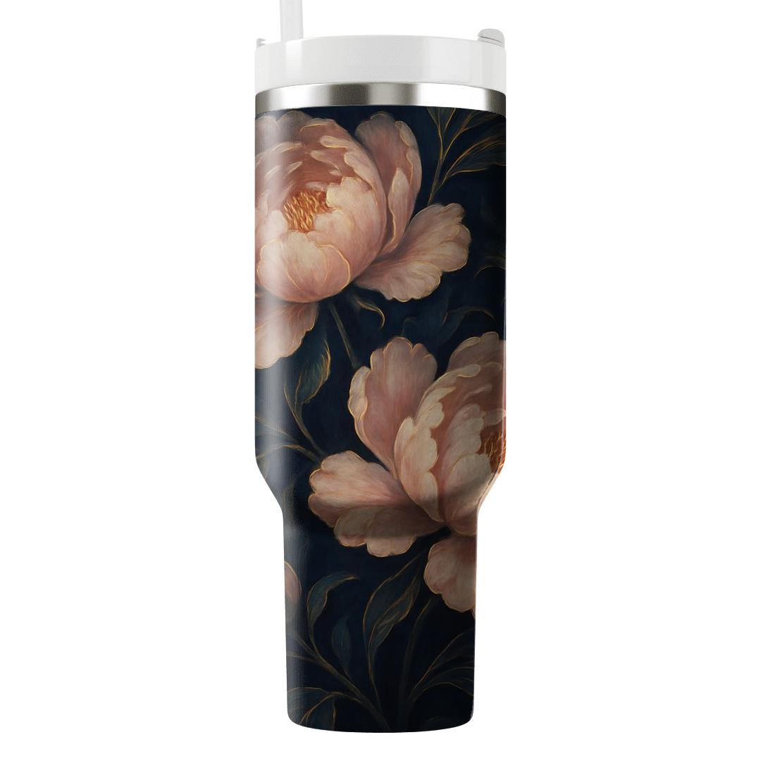Midnight Peony Rhapsody personalized tumblers