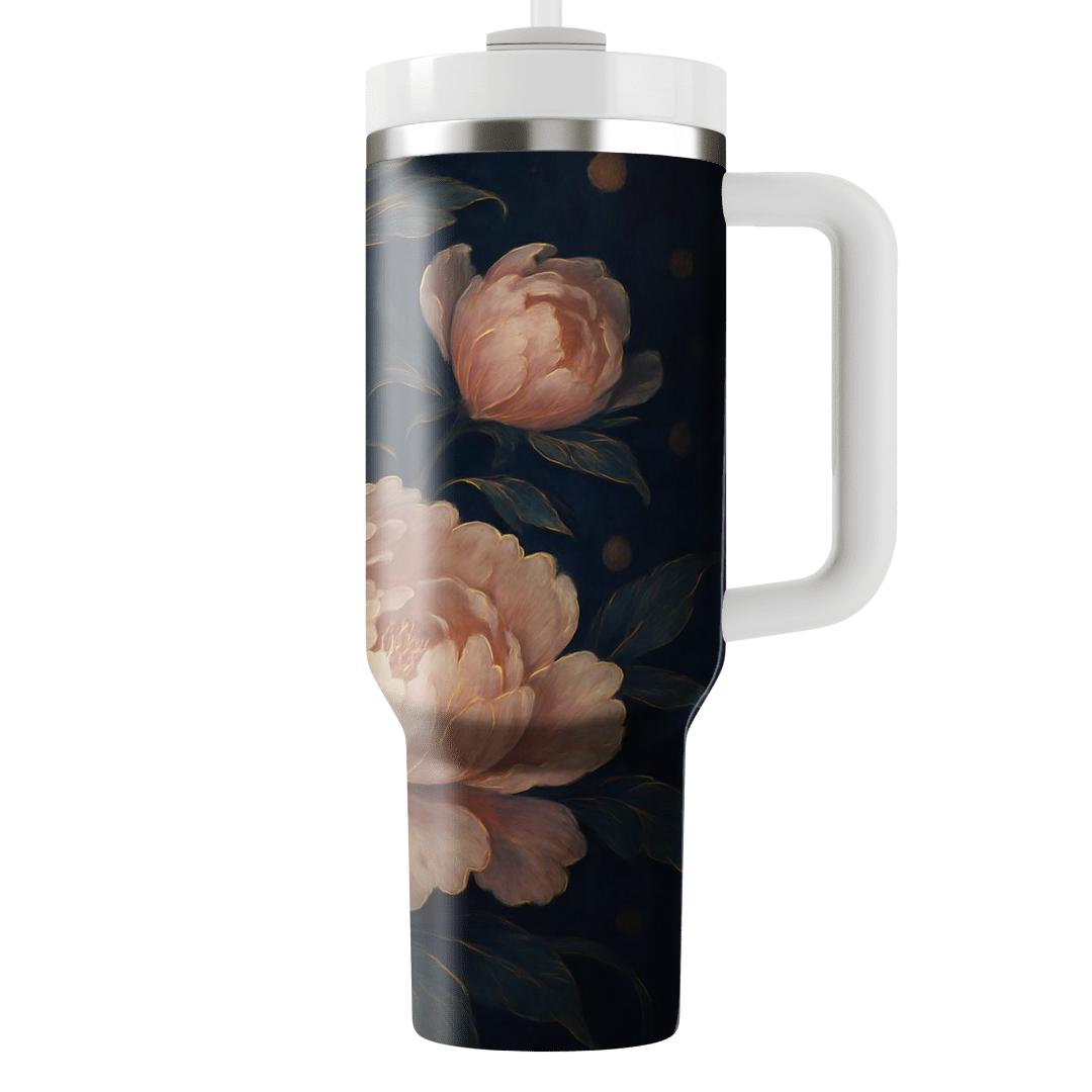 Midnight Peony Rhapsody personalized tumblers