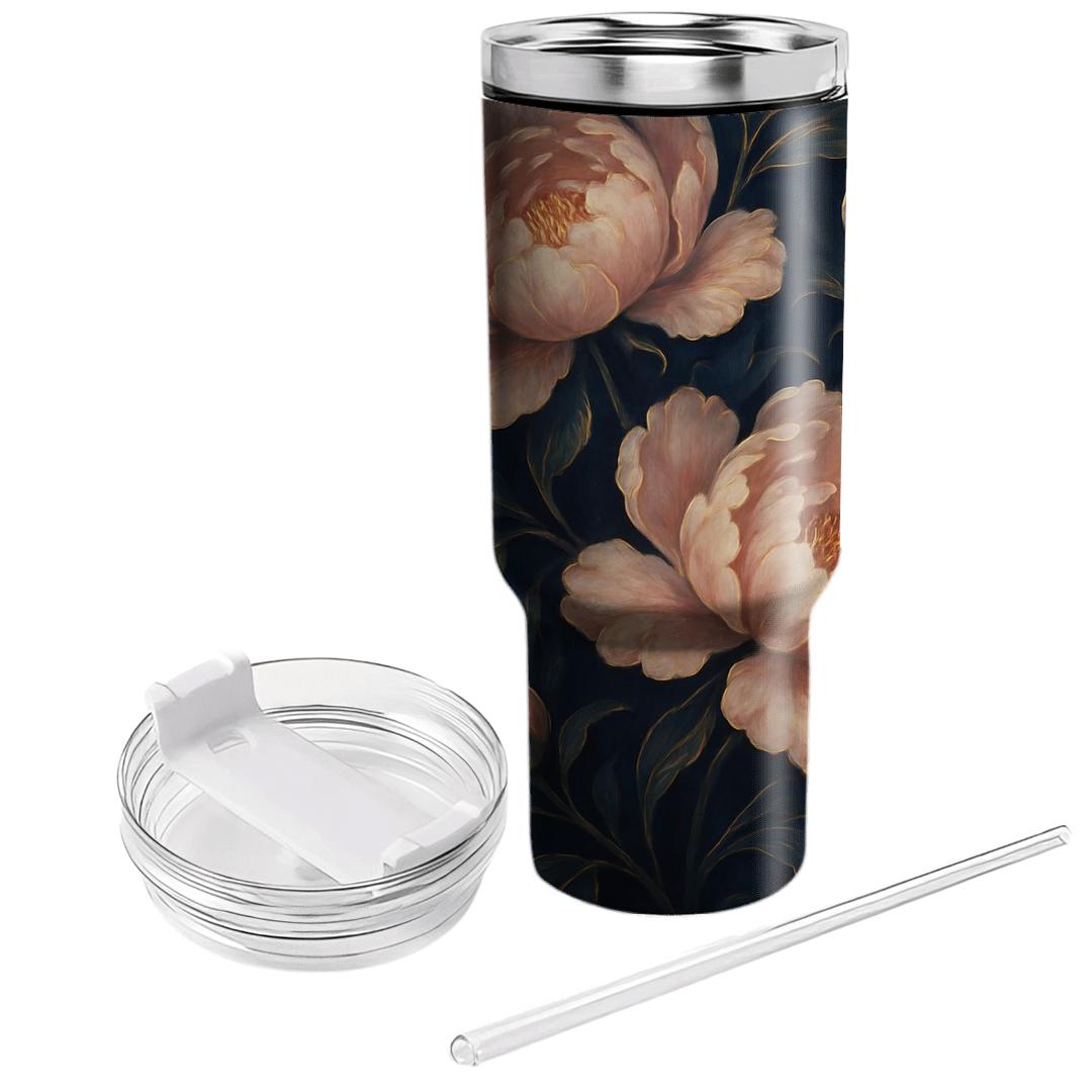 Midnight Peony Rhapsody personalized tumblers