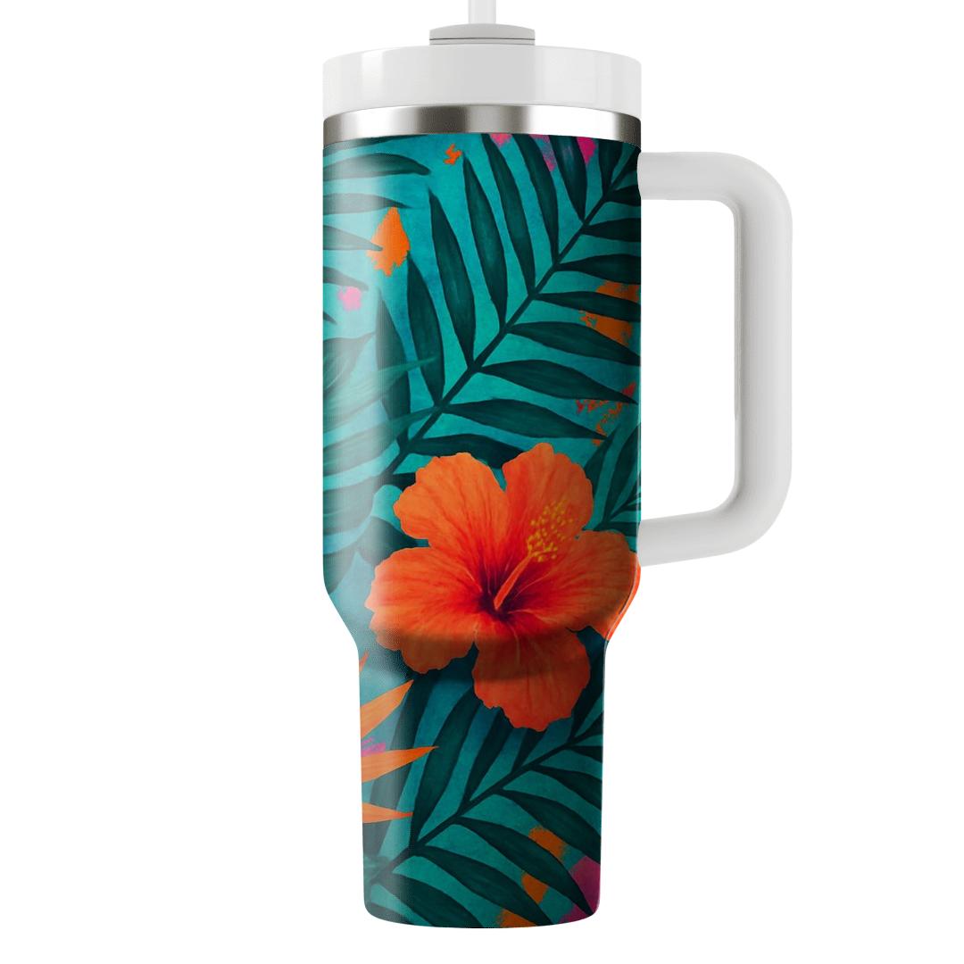 Tropical Frond Cascade decorative tumblers