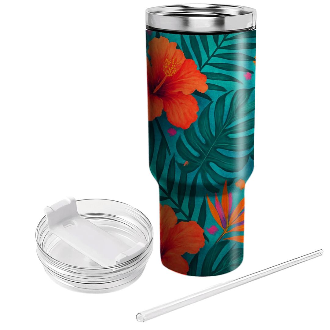 Tropical Frond Cascade decorative tumblers