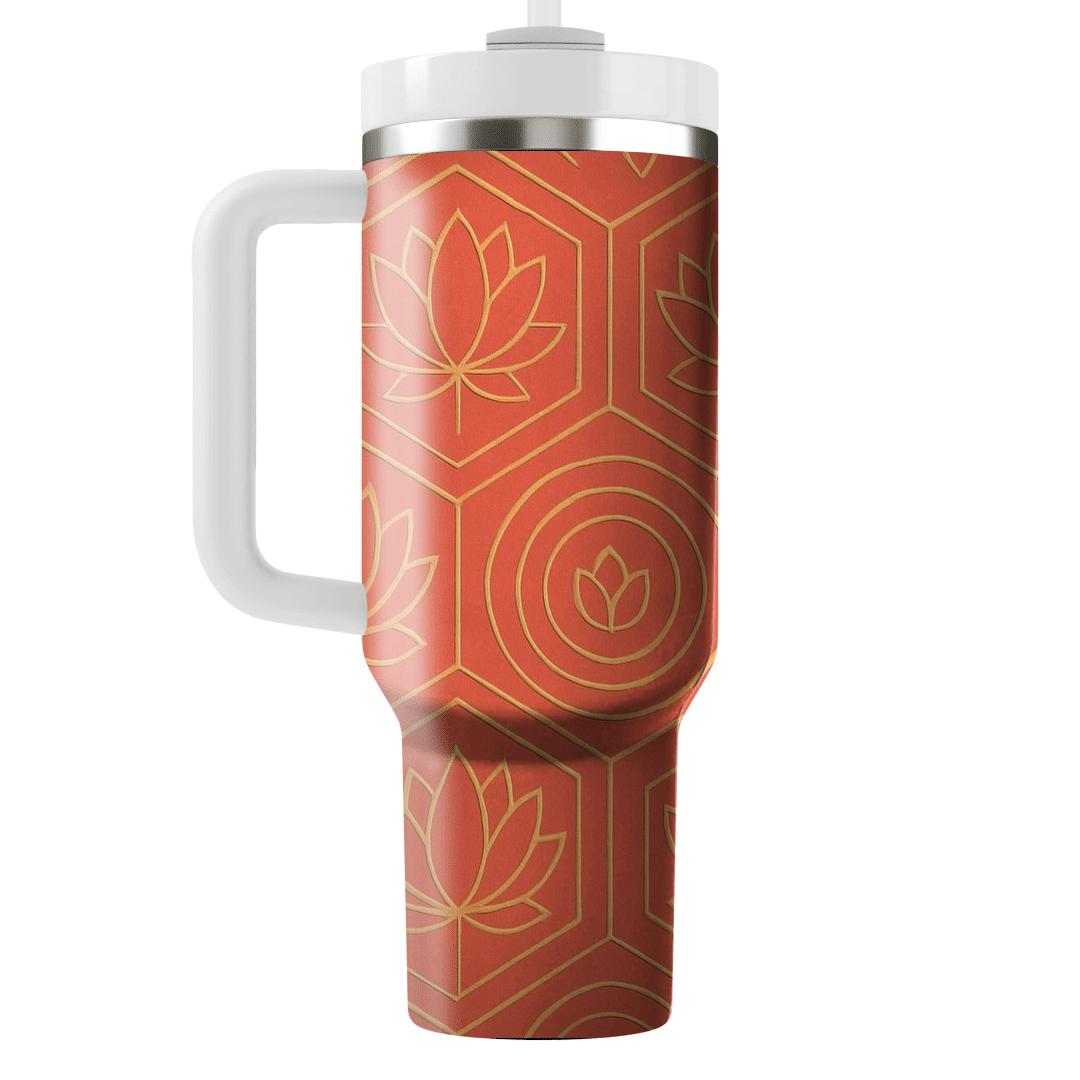 Coral Lotus Geometry unique tumblers