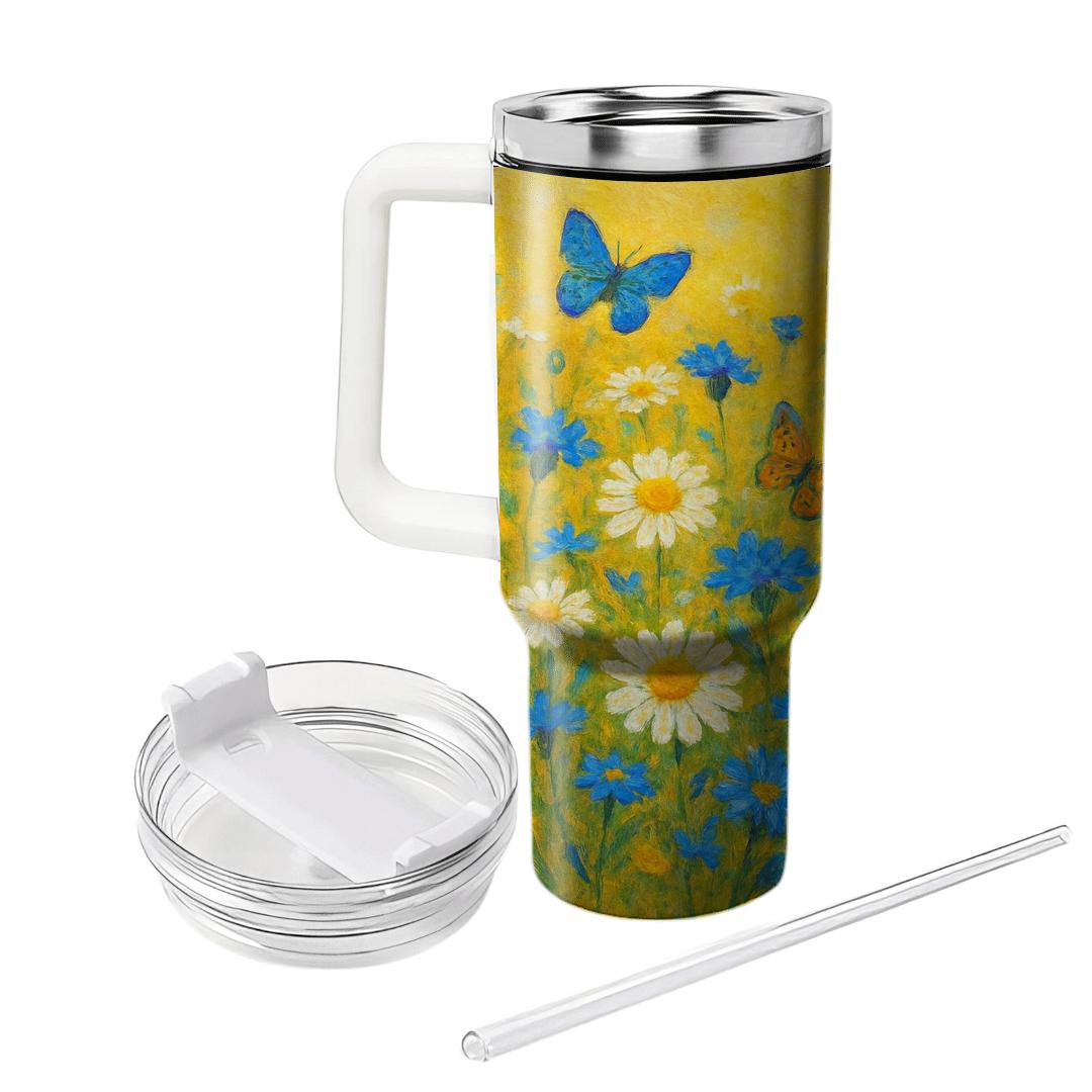 Sunlit Meadow Mosaic tumblers with lids
