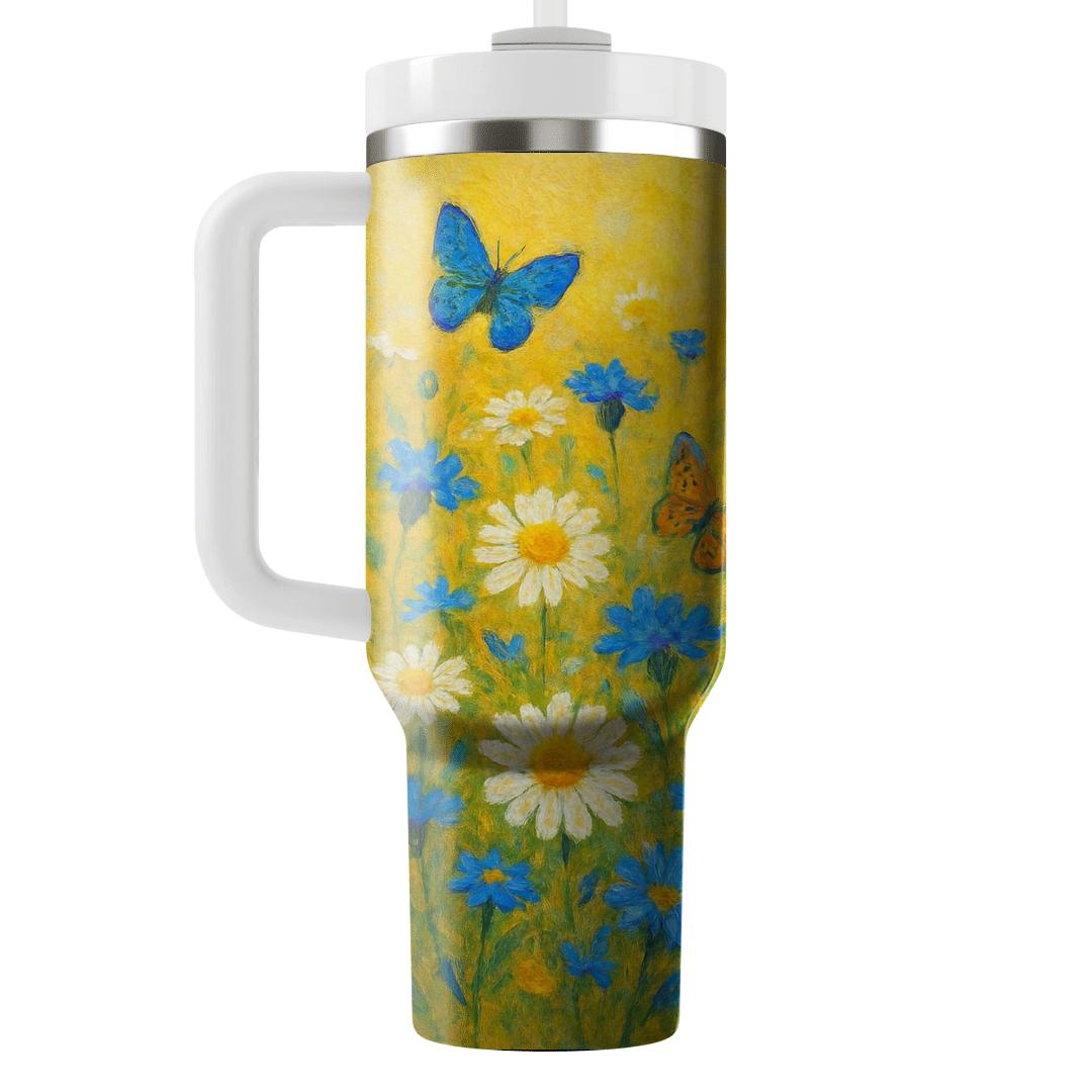 Sunlit Meadow Mosaic tumblers with lids