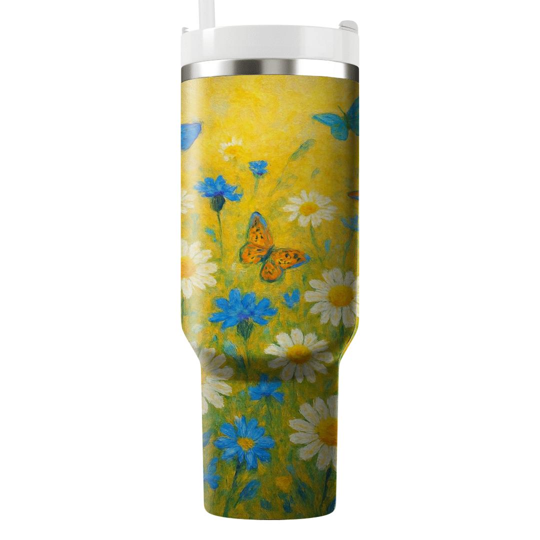 Sunlit Meadow Mosaic tumblers with lids
