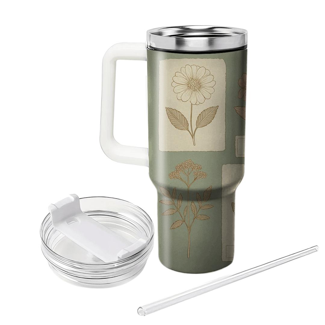 Vintage Herbarium Panel tumbler cups